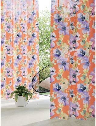 Tample Fab 154 cm (5 ft) Polyester Room Darkening Window Curtain (Pack Of 2)