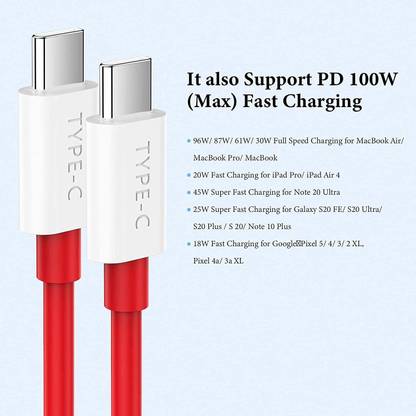 Lalmani Enterprises USB Type C Cable 1 m Compatible with OnePlus 9 Pro 8T Fast Charging Cable 6.5A Warp