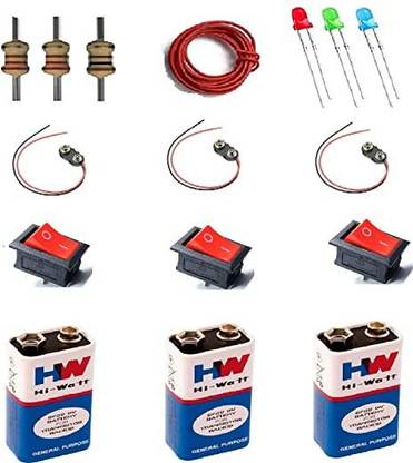 TheothersAND 9v hi watt battery with battery connector, switch and led for Science Educational Electronic Hobby Kit