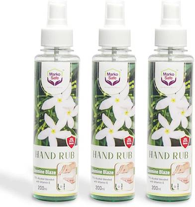 MarkoSafe  Jasmine Blaze 200ml (Pack of 3) , Kill 99% Germ, Alcohol Based Sanitizer Spray Bottle