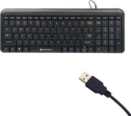 ZEBRONICS Zeb - Glide USB Keyboard Wired USB Standard Desktop Keyboard Compatible with Desktop, Laptop, Mac