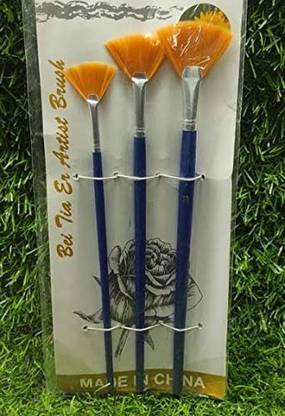 DEZIINE Synthetic Fan Brushes for Painting And Art Craft (Fan Size- 2, 6, 10)[Set of 3]