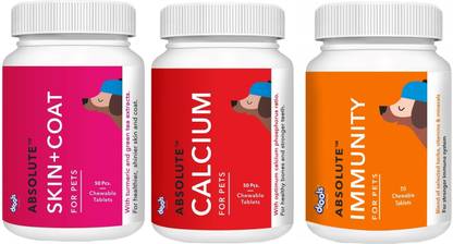 Drools Absolute Calcium, Skin-Coat, ImmunityChewable For Pets Pet Health Supplements