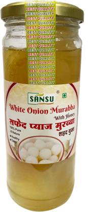 SANSU HEALTH CARE Homemade White Onion Murabba with Honey" | 500 GM Pack | Good for Health | Onion Murabba