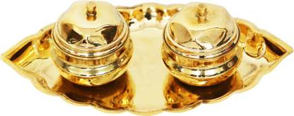 KPY COLLECTIONS Brass Boat shaped kunguma chimil [ SMALL ]with brass meterial Brass
