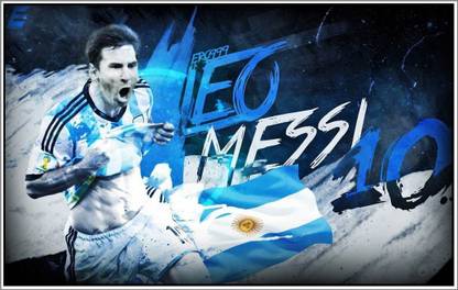 Lionel Messi ON FINE ART PAPER HD QUALITY WALLPAPER POSTER Fine Art Print