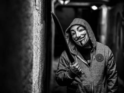 anonymous guy fawkes mask mask machete on LARGE PRINT 36X24 INCHES Photographic Paper