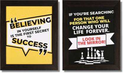 Motivational Wall Frames Set, Inspire Quotes Frames for Home, Office, Study Room, Pack of 2 Paper Print