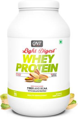 QNT Light Digest Whey Protein Powder | Low Sugar & High Fiber | 908g | Pistachio Whey Protein