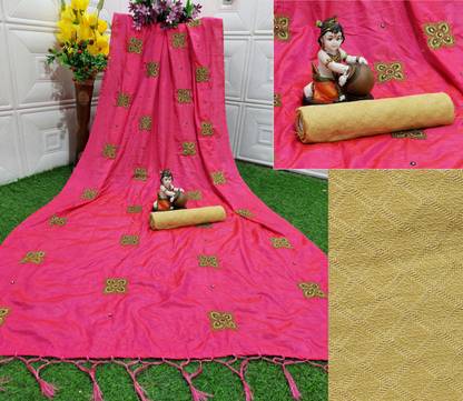 Embroidered Fashion Silk Blend Saree
