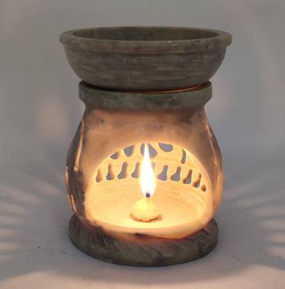 SHREE GANESH ENTERPRISES Soapstone Aroma Diffuser Lamp Oil Burner – Aroma accessory – Room fragrance Decorative Showpiece  -  10 cm