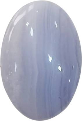 Shubhanjali Natural Blue Lace Agate Smooth Cabochon Oval Shape Stone 30MM x 17MM Approx Decorative Showpiece  -  3 cm