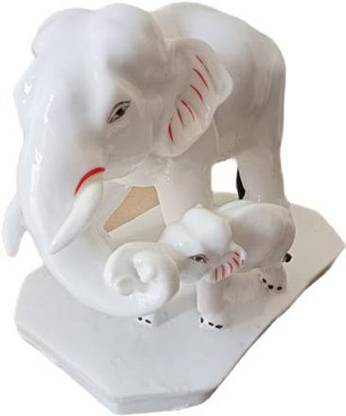 VAMIKA HANDICRAFTS WHITE ELEPHANT STATUE Decorative Showpiece  -  16 cm