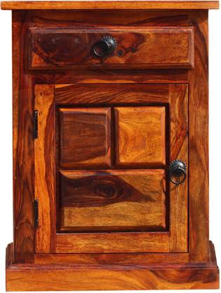 Laxmihandicraft Tetric Vector In Natural Honey Oak Solid Wood Bedside Table