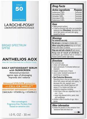 LA ROCHE-POSAY Sunscreen - SPF 50 Anthelios AOX Daily Antioxidant Serum with Sunscreen, Broad Spectum Oil-Free