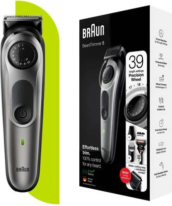 Braun BT5360, Beard Trimmer for Men, 39 Length Settings,Sharp Blades, 100-min Runtime Grooming Kit 100 min  Runtime 39 Length Settings