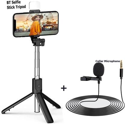 POZUB Bluetooth Selfie Stick with Selfie Light,Tripod Stand holder+Lavalier Collar Mic Tripod, Monopod, Monopod Kit, Tripod Ball Head, Tripod Bracket, Tripod Clamp, Tripod Kit