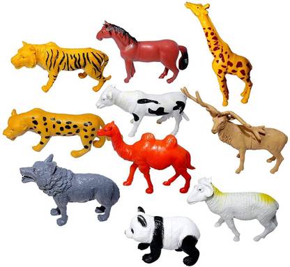 PLANET Presents Wild Animals Jungle Figures Plastic Toys (Pack of 10) Large Size