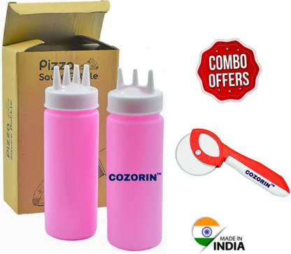 COZORIN Pizza Bottle 3 and 4 Nozzle and Pizza Cutter Combo 360 ml Bottle