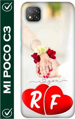 FULLYIDEA Back Cover for POCO C3, Letter R, Alphabet R, Name R, Letter R With F, R Love F