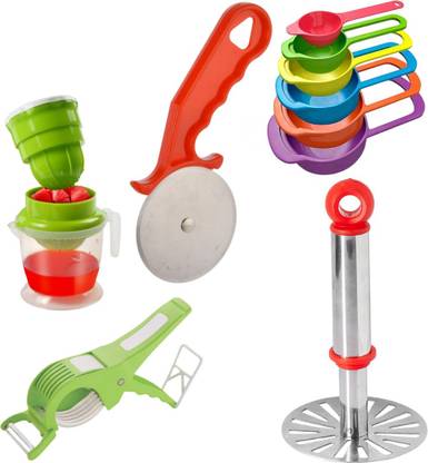 pSmart Kitchen Tool Combo Set Masher (Stainless Steel),ICE CREAM SCOOP,LEMON SQUEEZER,Spoon Set (6 pcs) Kitchen Tool Set