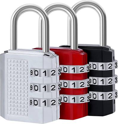 पुथक Padlock 3 Digit Combination Lock (Pack of 3) कॉम्बिनेशन लॉक