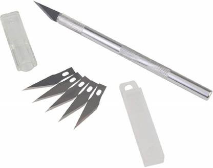 Eclet Detail Precision Pen Knife with 5 Interchangeable Sharp Blades for Carving & Mat Plastic Grip Hand-held Paper Cutter