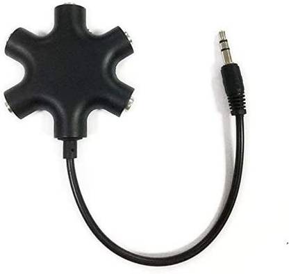 KAELAN Black 5 Way 6 Port 3.5mm Stereo Audio Splitter Adapter Headset Phone Converter