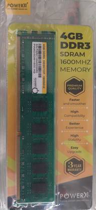 powerx DDR3 DDR3 4 GB (Single Channel) PC DDR3 (4GB DDR3 PC)