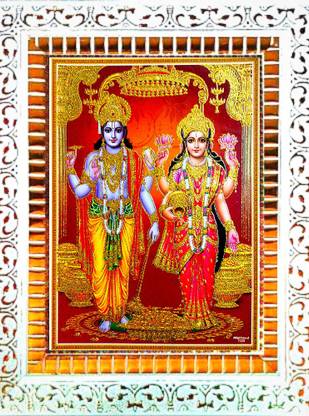 SUNINOW LORD VISHNU JI WITH MAHALAKSHMI Religious Frame