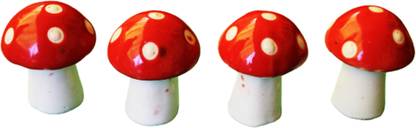 BERRYCRAVE Ceramic Red MINI Mushroom Toy Terranium Play House - 5.5 CMS X 4.5 CMS x 4 Pcs Decorative Showpiece  -  5.3 cm
