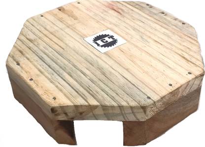 JCT OCTAGON SHAPE STRONG WOODEN STOOL(YELLOW COLOR WITH NATURAL BROWN LINES) Stool