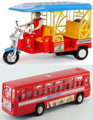centy E-Rickshaw And Bus Combo (Pack of 2, Multicolor)
