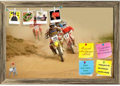 Artzfolio Motocross Bike Race Sport Notice Pin Board Soft Board with Push Pins Cork Bulletin Board