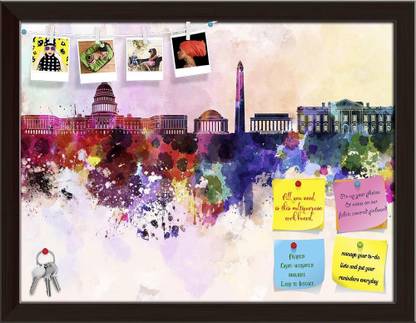 Artzfolio Skyline of Washington DC, USA Notice Pin Board Soft Board with Push Pins Cork Bulletin Board