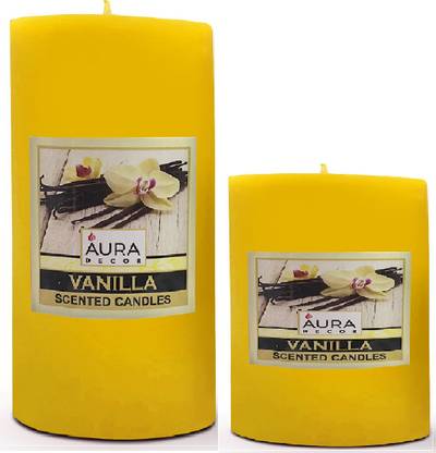 AuraDecor 3*3.3*6 Inch Vanilla Fragrance Pillar Candle