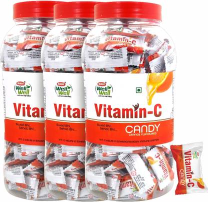 Mahak kandiez Vitamin C Orange Candy Jar 600 Candies for Immunity Healthy Pack of 3 Orange Candy