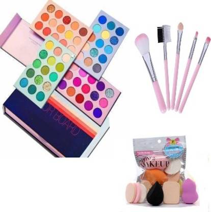 jaisium COLOR BOARD 60 COLOR EYESHADOW + 5PC. BRUSH + 5 PC. BLENDER PUFF ( COMBO PACK)