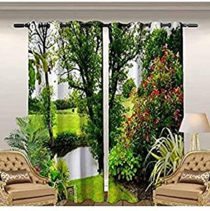 Soham Enterprise 274 cm (9 ft) Polyester Room Darkening Long Door Curtain (Pack Of 2)