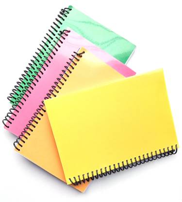 KRASHTIC 200 Pages A4 Spiral Notebook Pack of 4, For College and School Student 75 GSM A4 Notebook Unruled 200 Pages