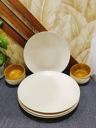 caffeine Ceramic caffeine Ceramic hanmade White Matte Combo Dinner Set (st of 8 ) Dinner Set