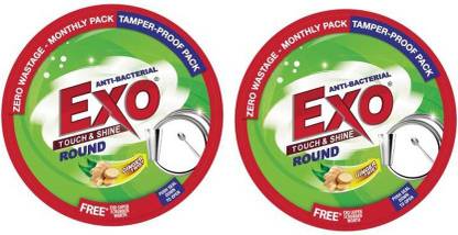 Exo ANTI BACTERIAL ROUND BAR 500 G (PACK OF 2) WITH FREE STEEL BRUSH Dishwash Bar