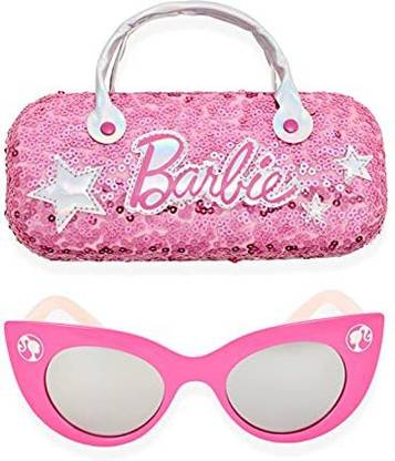 BARBIE Girl's Cat Eye Sunglasses and Handled Hard Case Set (Pink),