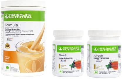 HERBALIFE Formula 1 Shake ORANGE Caramel + Shake Mate + AfreshN TULSI Flavour Nutrition Drink