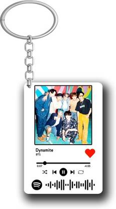 Friendskart BTS Dynamite Spotify Keychain Gifts For Her/Him With Scannable Song Code Key Chain