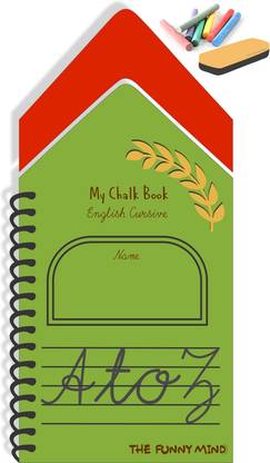 The Funny Mind Hut Shape Wooden A to Z Capital Cursive Letters Chalk Book Early Learners