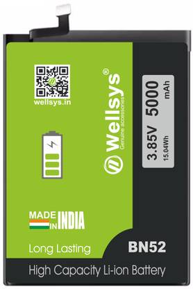 WELLSYS Mobile Battery For  Xiaomi Redmi Note 9 Pro BN52 5000MAH