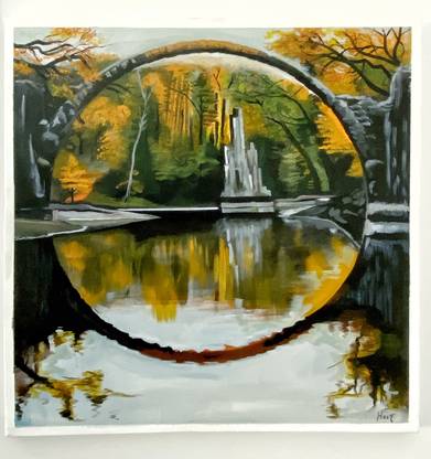 Saffron Imaginations The Bridge Canvas 20 inch x 20 inch Painting