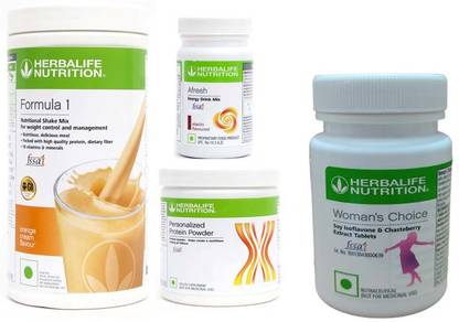 Herbalife Nutrition Formula 1 Shake Orange +Protein Powder-200+Afresh- elachi+ Women Choice Tablet Protein Shake