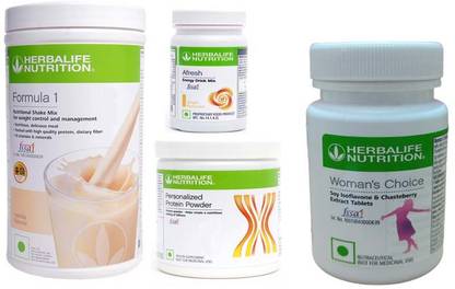Herbalife Nutrition Formula 1Shake Vanilla+ProteinPowder-200+Afresh-Ginger+ Women Choice Tablet Protein Shake